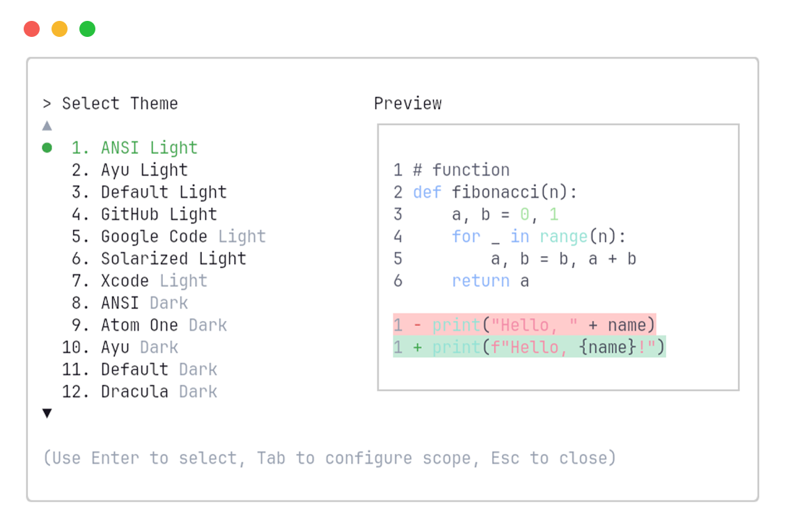 ANSI Light theme